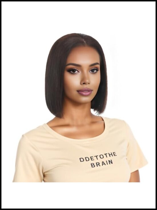 8 Inch Real 100% Human Hair HD Lace Front Wig Bob Straight 180% Density